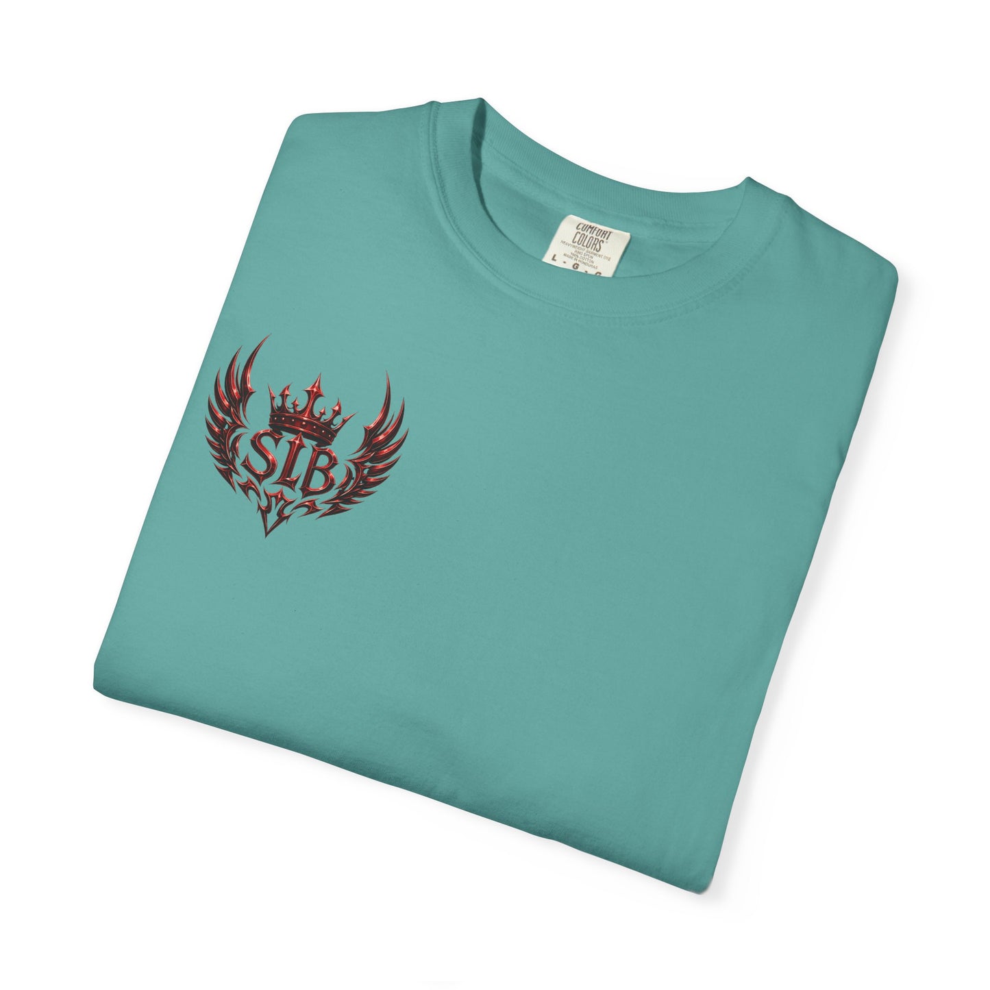 Unisex Ember Crown Wing T-Shirt – Gothic Phoenix Crest Front Design Only Color Seafoam