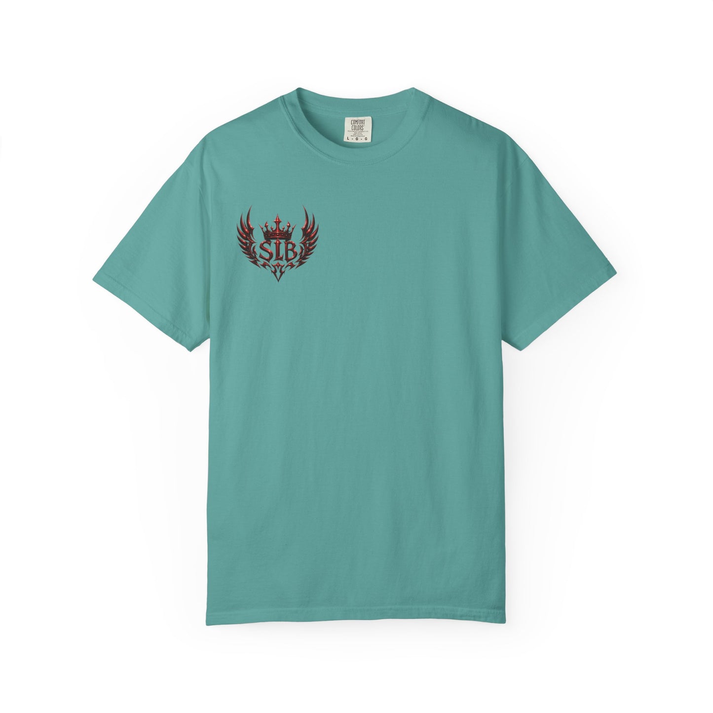 Unisex Ember Crown Wing T-Shirt – Gothic Phoenix Crest Front Design Only Color Seafoam