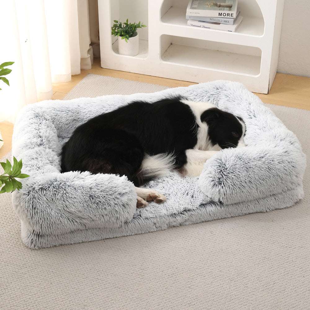 Plush round pet bed in multiple colors and sizes for dogs
