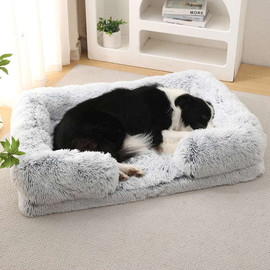 Plush round pet bed in multiple colors and sizes for dogs