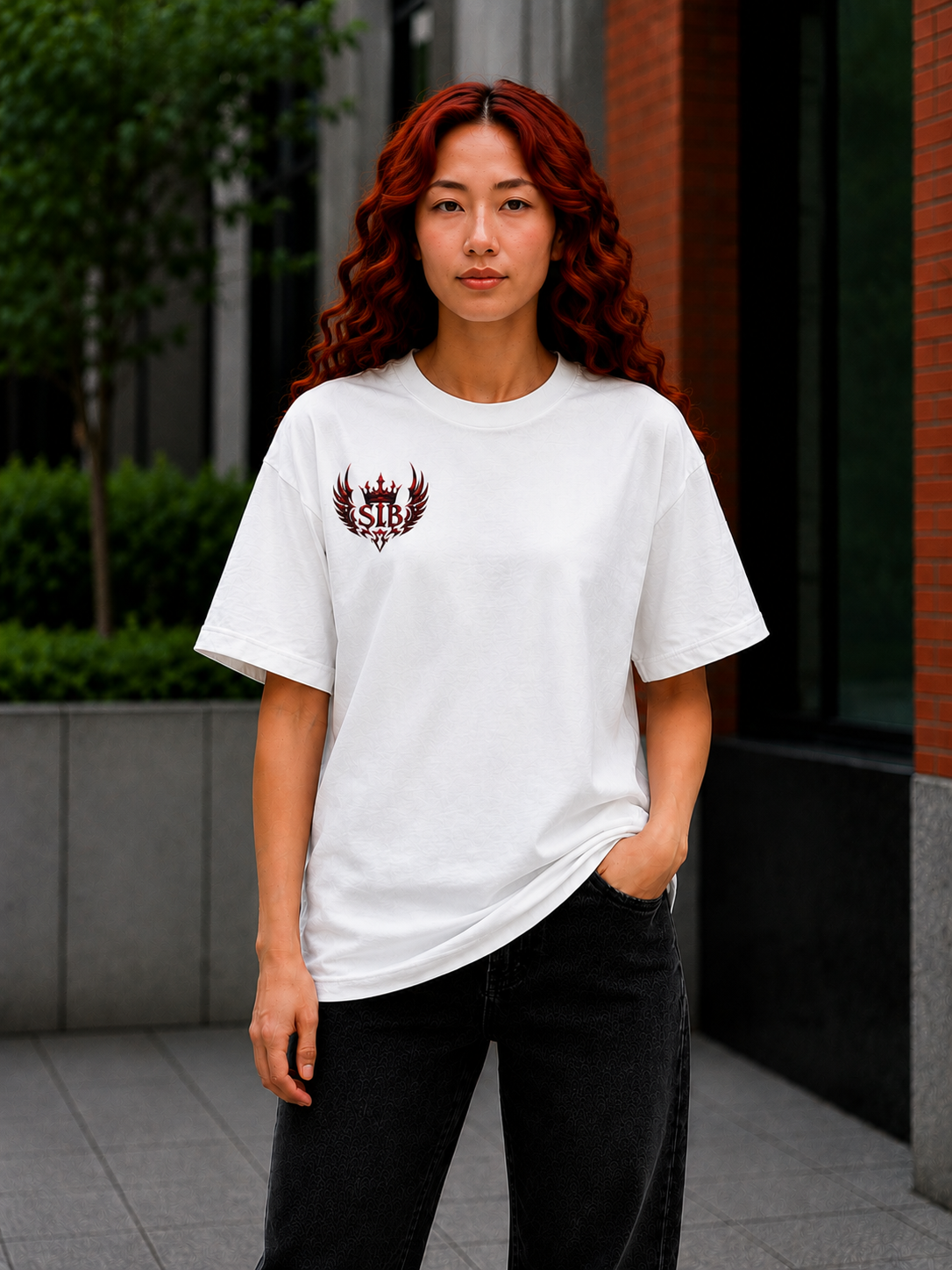Unisex Ember Crown Wing T-Shirt – Gothic Phoenix Crest Front Design Only Color White