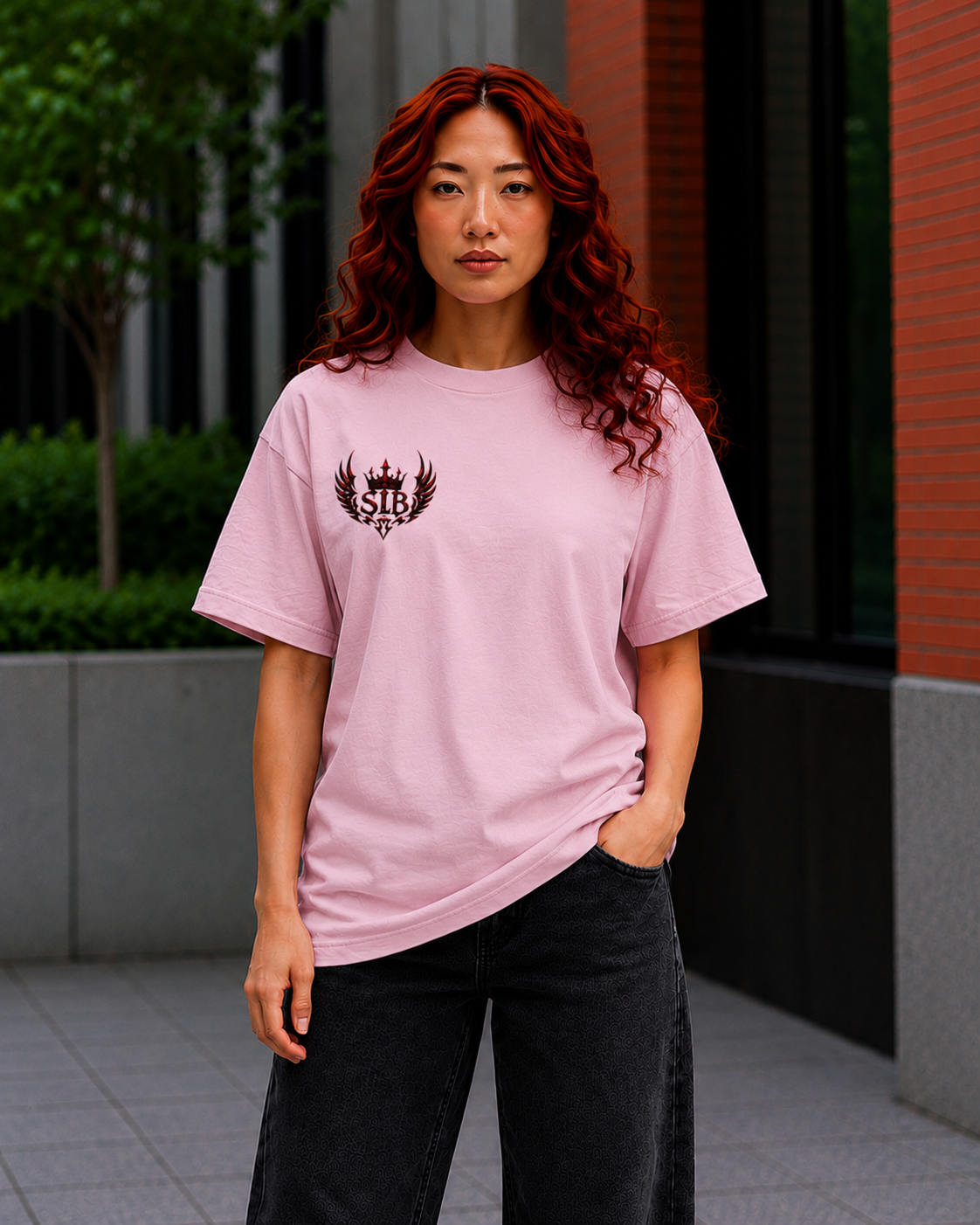 Unisex Ember Crown Wing T-Shirt – Gothic Phoenix Crest Front Design Only Color Blossom