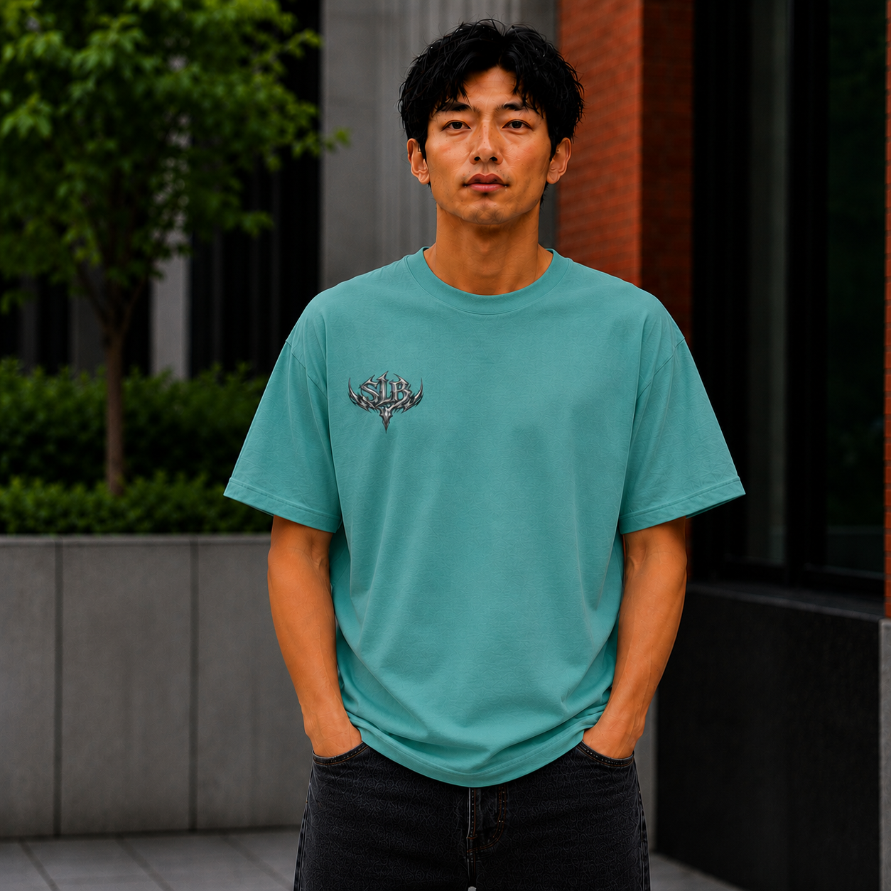 Unisex SLB Tribal Graphic T-Shirt | Bold Streetwear Statement Tee Front Design Only Color Seafoam