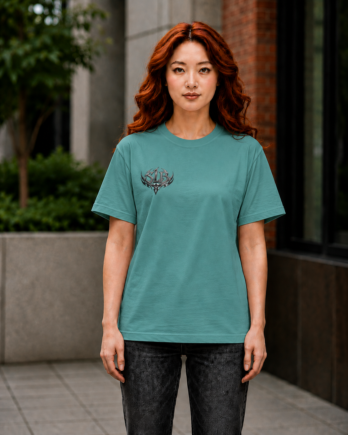 Unisex SLB Tribal Graphic T-Shirt | Bold Streetwear Statement Tee Front Design Only Color Seafoam