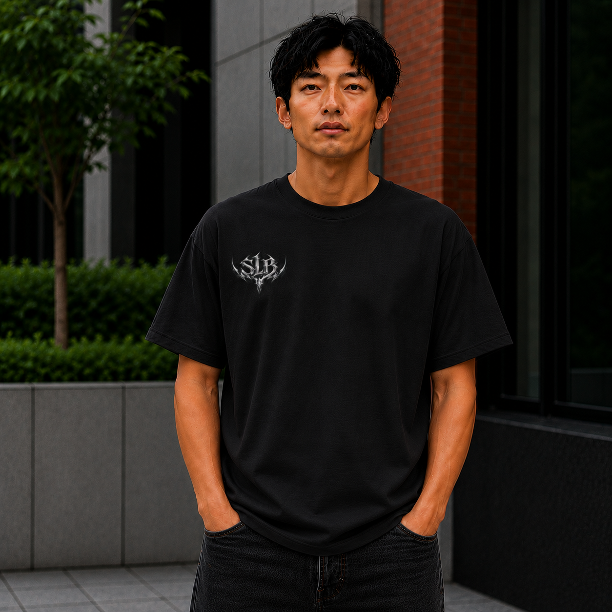 Unisex SLB Tribal Graphic T-Shirt | Bold Streetwear Statement Tee Front Design Only Color Black