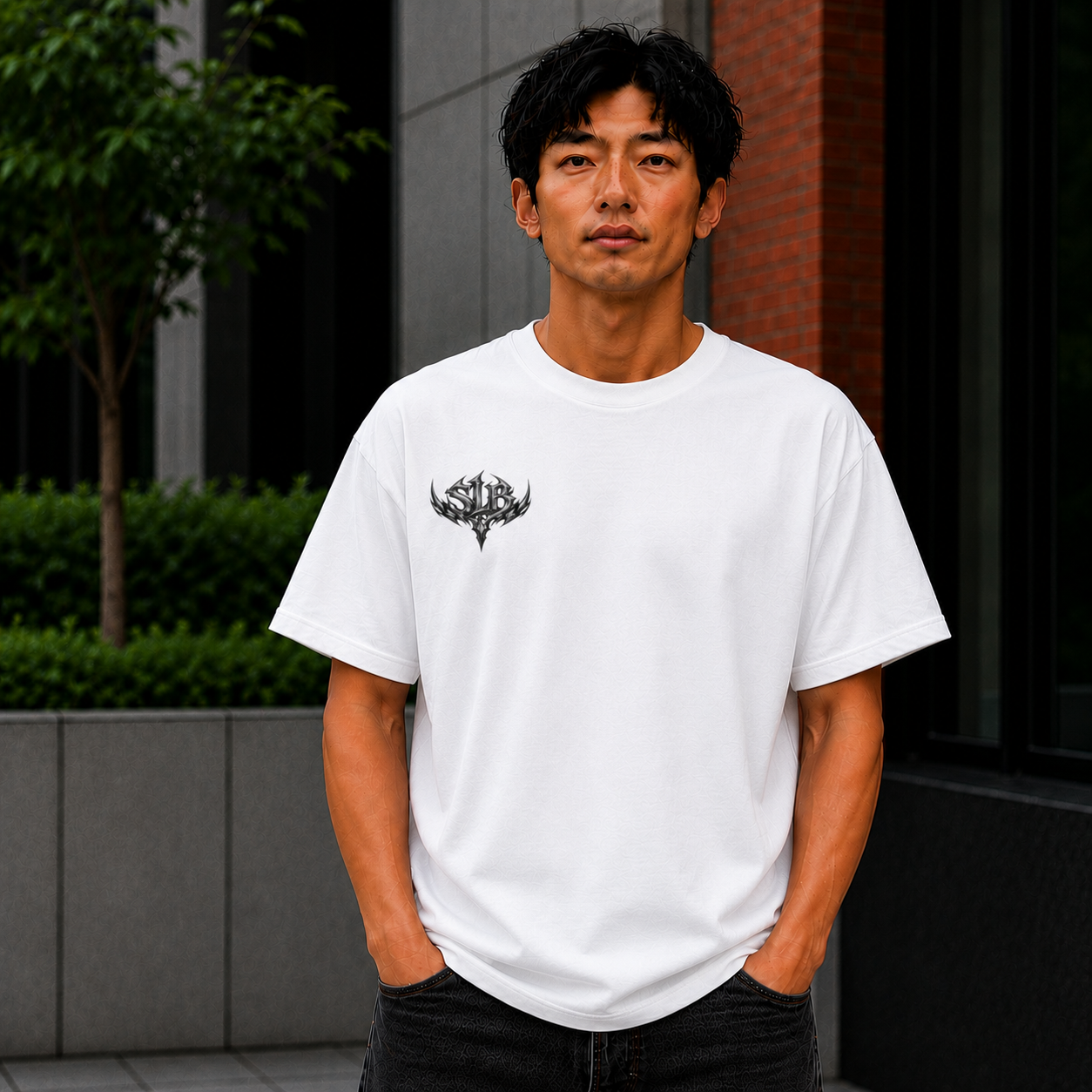 Unisex SLB Tribal Graphic T-Shirt | Bold Streetwear Statement Tee Front Design Only Color white