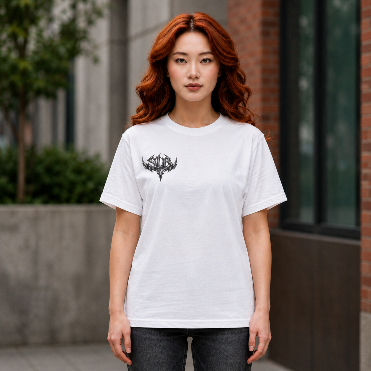 Unisex SLB Tribal Graphic T-Shirt | Bold Streetwear Statement Tee Front Design Only Color white