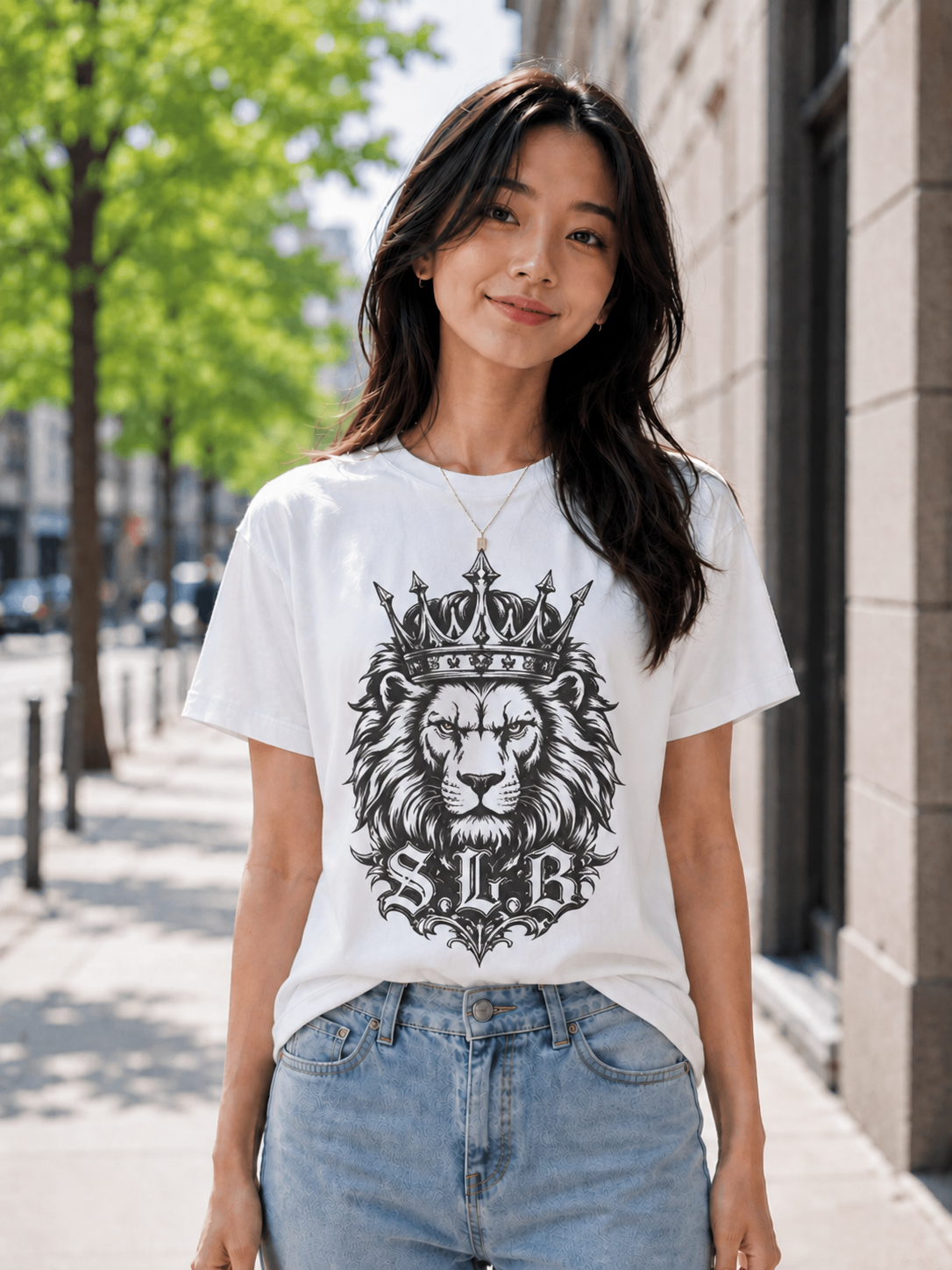 Unisex Crowned Lion SLB T-Shirt – Lead with Strength Color White