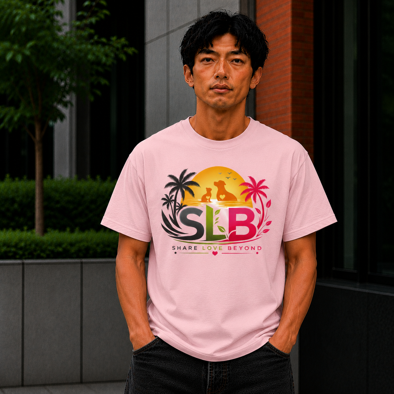 Unisex SLB “Share Love Beyond” Tropical Pet Lover T-Shirt Color Blossom