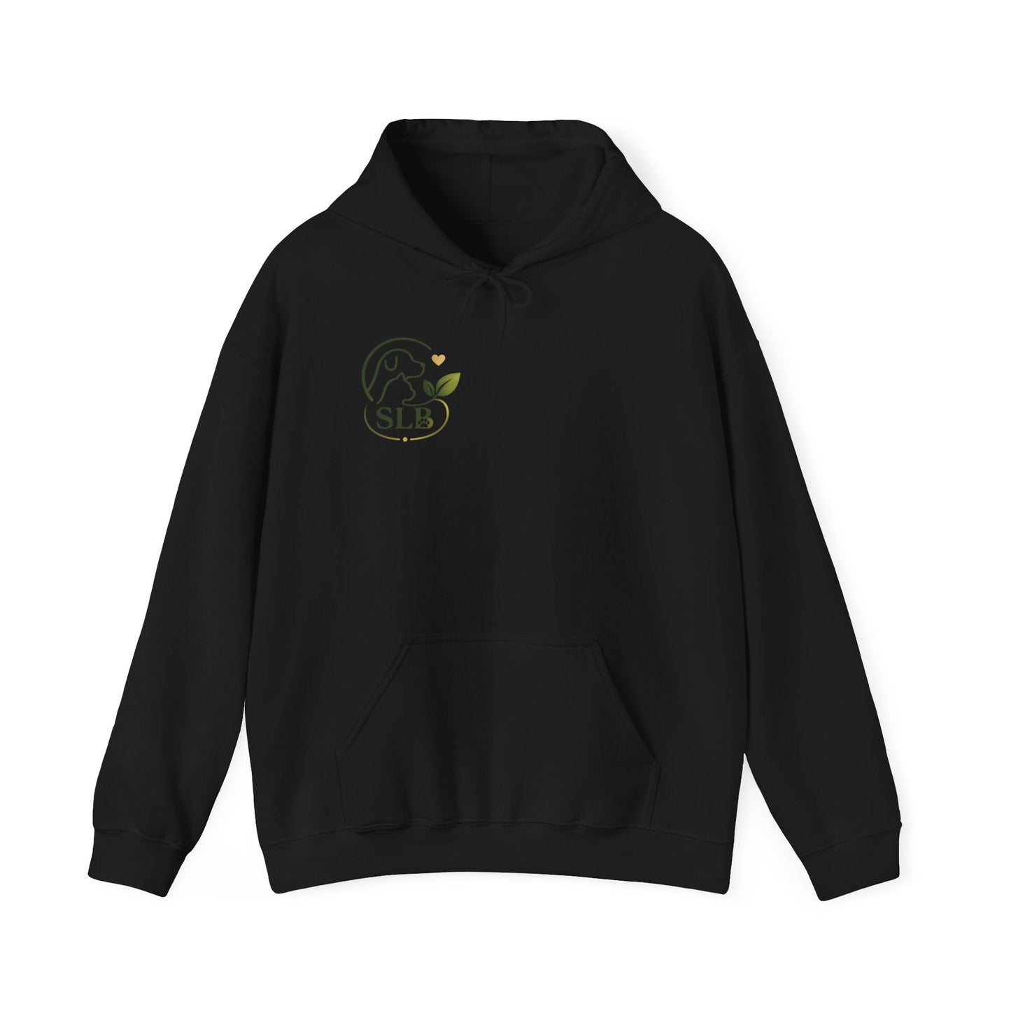 Cozy dog lover hoodie with heart-forward dog and cat design, adjustable hood, and kangaroo pocket for pet parents