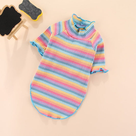 Summer thin cotton casual rainbow-colored pet base coat in various sizes